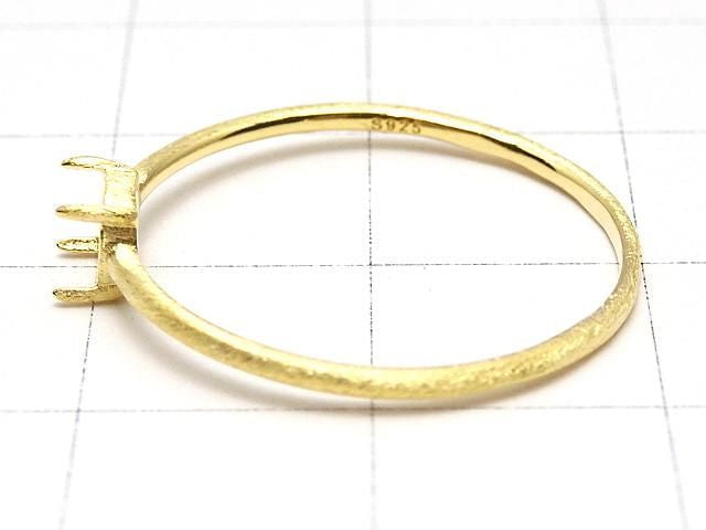 Silver 925 Ring Frame (Prong Setting) Round 4.2mm Hairline Finish 18KGP [Size 5][Size 11][Size 13][Size 17] 1pc