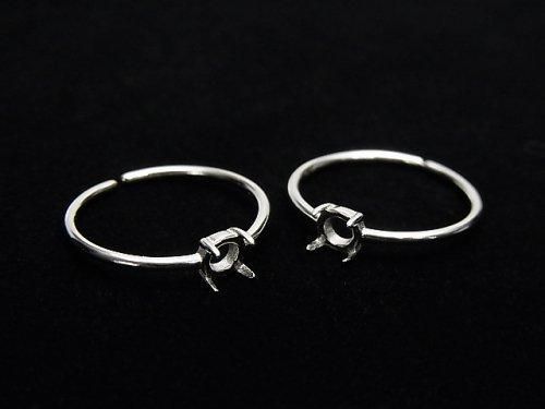 [Video] Silver925 Ring Frame (Prong Setting) Round 4.2mm Rhodium Plated One Size Fits All 1pc