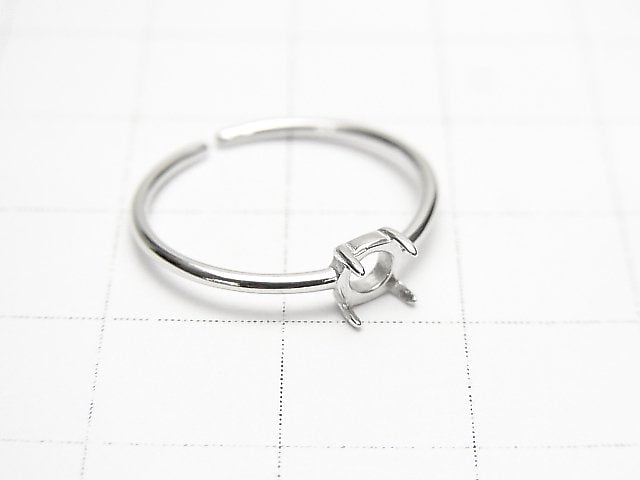 [Video]Silver925 Ring Frame (Prong Setting) Round 4.2mm Rhodium Plated Free Size 1pc