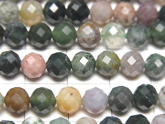 [Video]High Quality! Indian Agate Faceted Round 6mm 1strand beads (aprx.15inch/36cm)