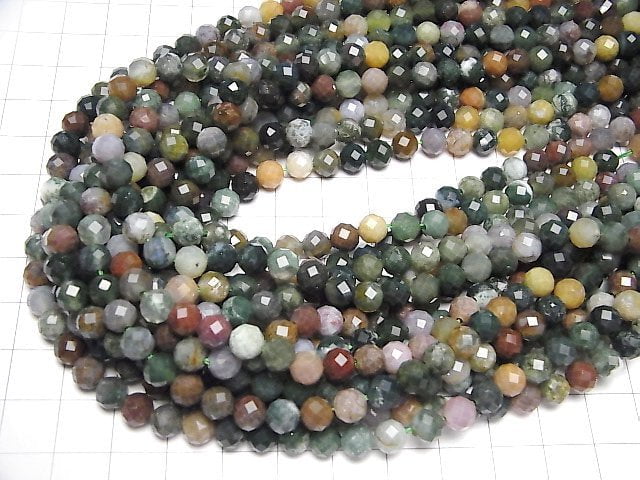 [Video]High Quality! Indian Agate Faceted Round 6mm 1strand beads (aprx.15inch/36cm)