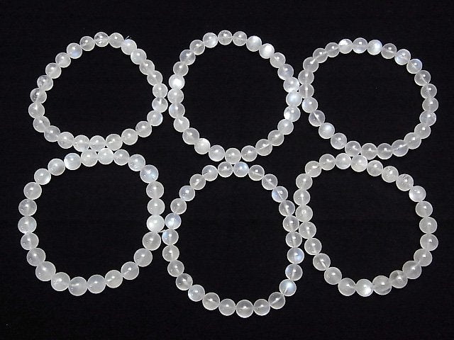 [Video]Royal Blue Moonstone AA++ Round 7-7.5mm Bracelet