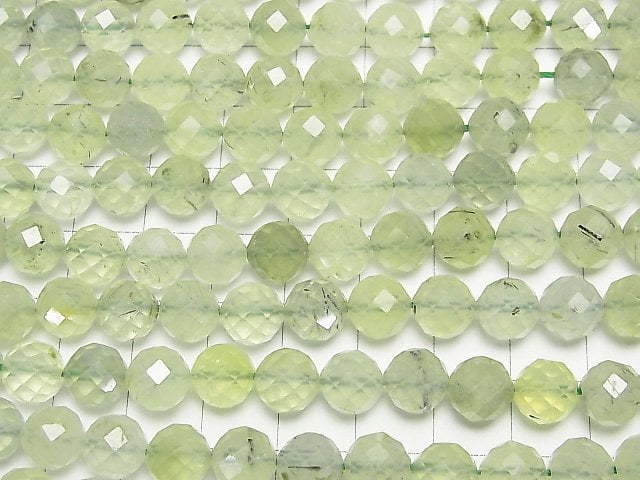 [Video]High Quality! Prehnite AA++ 64Faceted Round 8mm half or 1strand beads (aprx.15inch/36cm)