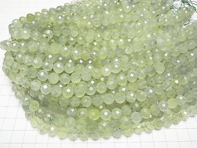 [Video]High Quality! Prehnite AA++ 64Faceted Round 8mm half or 1strand beads (aprx.15inch/36cm)