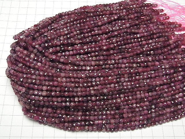 [Video]High Quality! Rubellite (Pink Tourmaline) AA+ Cube Shape 4x4x4mm half or 1strand beads (aprx.15inch/38cm)