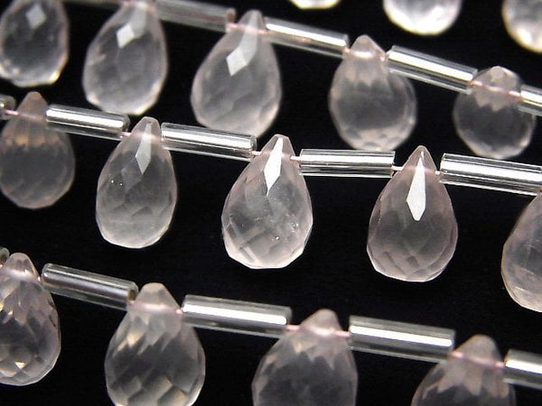 Drop, Faceted Briolette, Rose Quartz Gemstone Beads