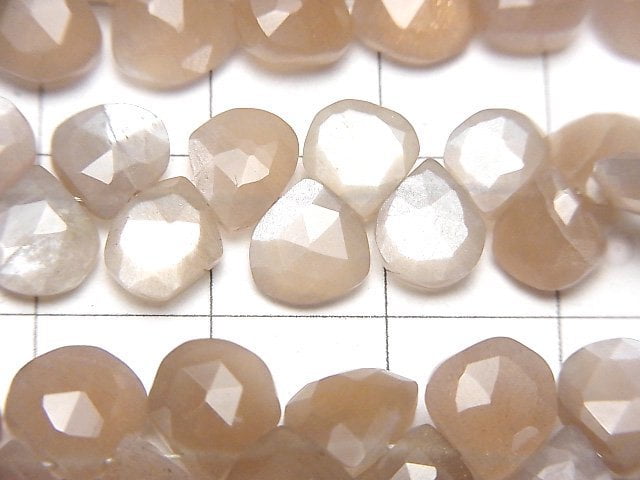 [Video]High Quality Brown Moonstone AA++ Chestnut Faceted Briolette 1strand beads (aprx.7inch/18cm)