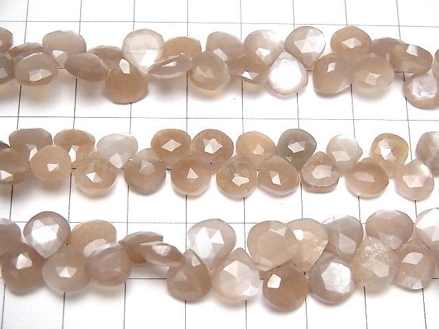 [Video]High Quality Brown Moonstone AA++ Chestnut Faceted Briolette 1strand beads (aprx.7inch/18cm)