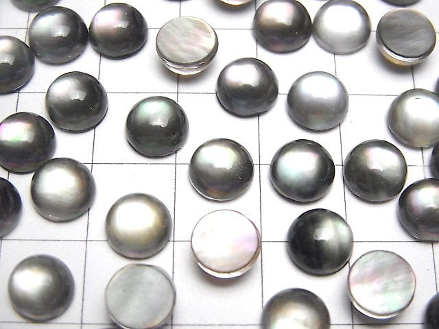 [Video] Black Shell x Crystal AAA Round Cabochon 8x8mm 3pcs