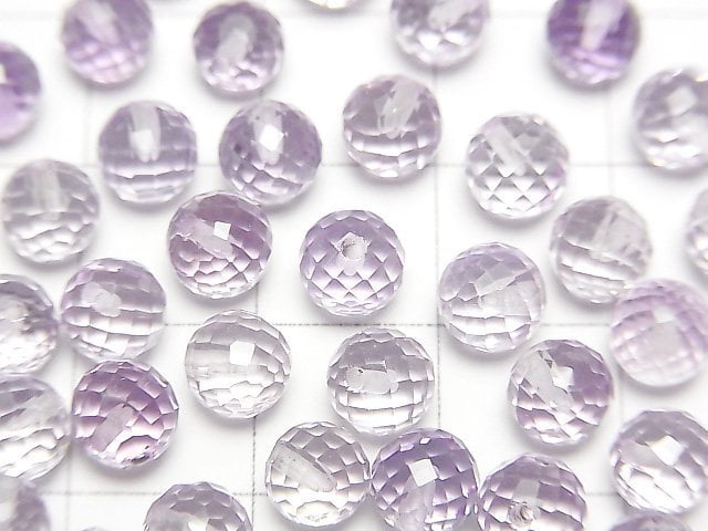 [Video]High Quality Light Color Amethyst AAA Half Drilled Hole Faceted Round 6mm 5pcs