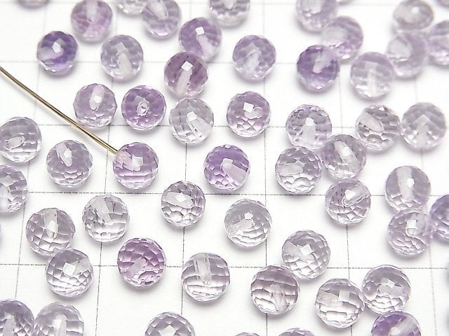 [Video]High Quality Light Color Amethyst AAA Half Drilled Hole Faceted Round 6mm 5pcs