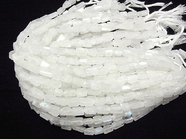 [Video]High Quality Rainbow Moonstone AA++ Faceted Nugget 1strand beads (aprx.9inch/24cm)