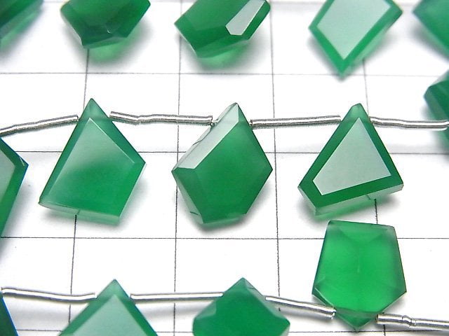 [Video]High Quality Green Onyx AAA fancy shape cut 1strand beads (aprx.6inch/14cm)