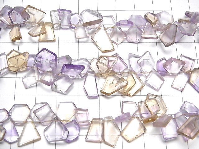 [Video]High Quality Ametrine AA++ Rough Slice Faceted 1strand beads (aprx.6inch/14cm)