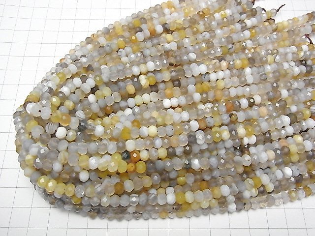 [Video]High Quality! Botswana Agate Faceted Button Roundel 6x6x4mm half or 1strand beads (aprx.15inch/37cm)