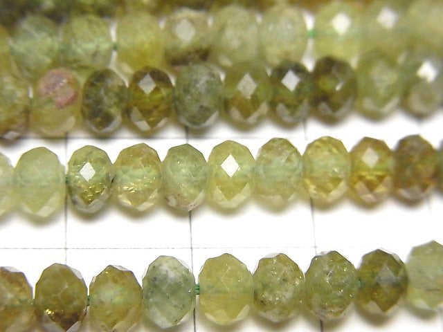 [Video]High Quality! Green Garnet AA++ Faceted Button Rondelle 6x6x3.5mm half or 1strand beads (aprx.15inch/37cm)