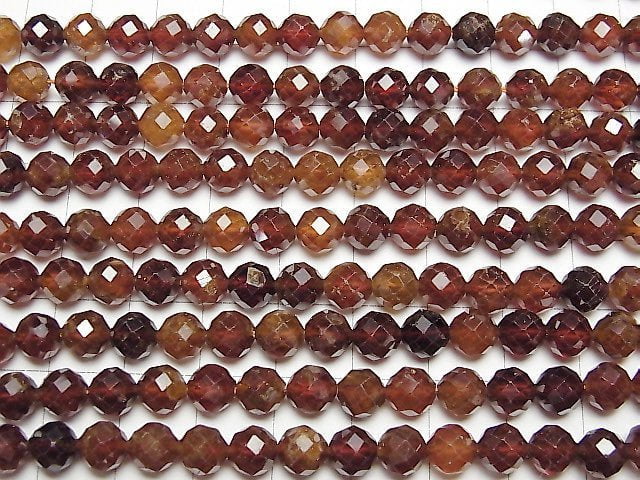 [Video]High Quality! Hessonite Garnet AA++ 64Faceted Round 6mm 1strand beads (aprx.15inch/37cm)