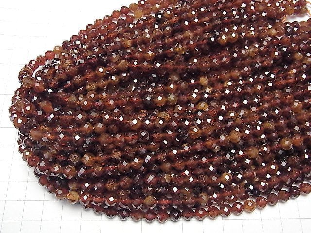 [Video]High Quality! Hessonite Garnet AA++ 64Faceted Round 6mm 1strand beads (aprx.15inch/37cm)