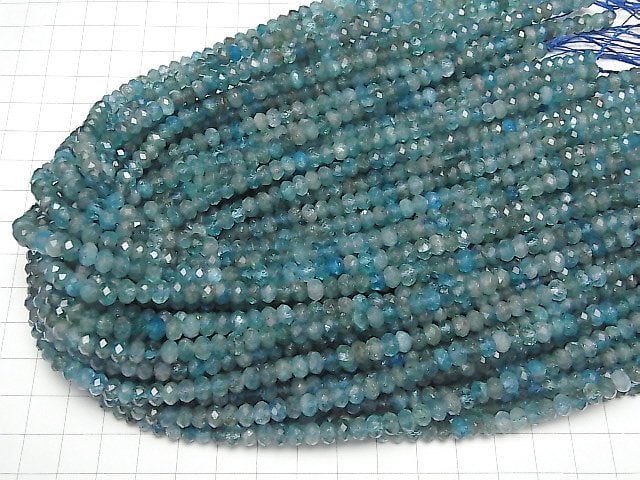 [Video]High Quality! Apatite AA+ Faceted Button Roundel 6x6x4mm half or 1strand beads (aprx.15inch/37cm)