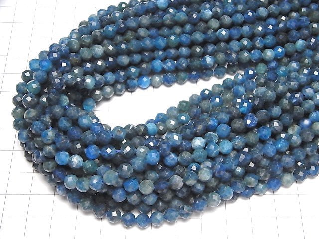 [Video]High Quality! Blue Apatite AA 64Faceted Round 6mm 1strand beads (aprx.15inch/36cm)