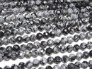 [Video]High Quality! Snowflake Obsidian 64Faceted Round 6mm 1strand beads (aprx.15inch/36cm)