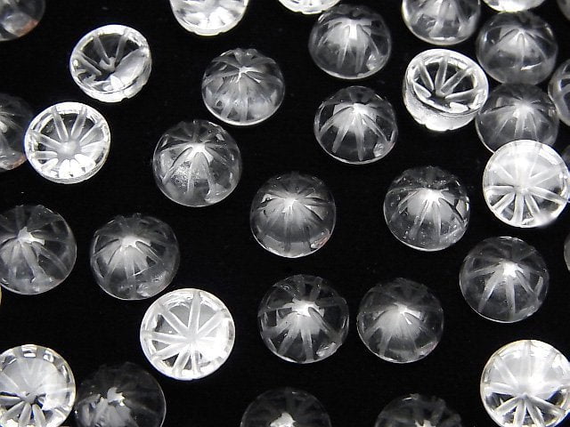 [Video]High Quality Crystal AAA Carved Round Cabochon 8x8mm 5pcs