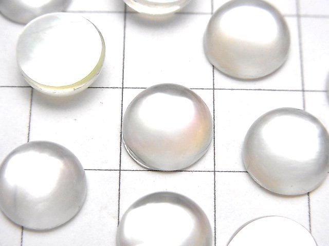 [Video] White Shell x Crystal AAA Round Cabochon 10x10mm 2pcs