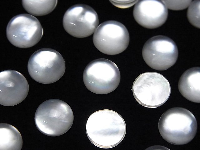 [Video] White Shell x Crystal AAA Round Cabochon 10x10mm 2pcs