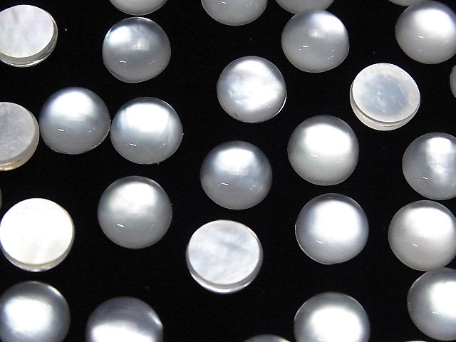 [Video] White Shell x Crystal AAA Round Cabochon 10x10mm 2pcs