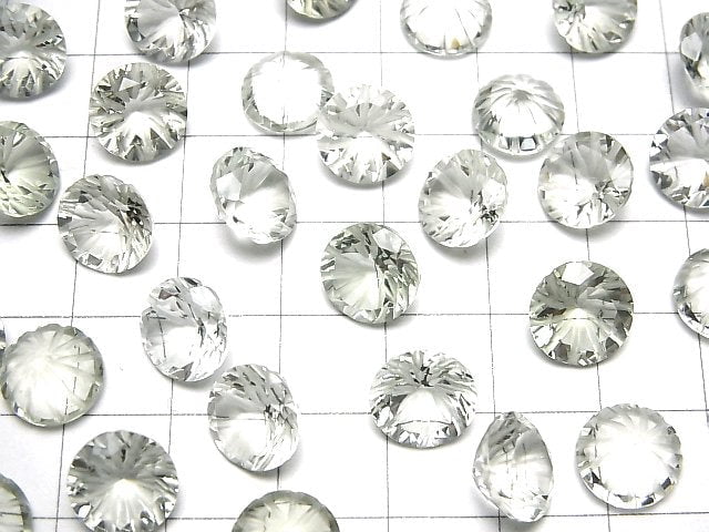 [Video]High Quality Green Amethyst AAA Carved Round Faceted 10x10mm 2pcs