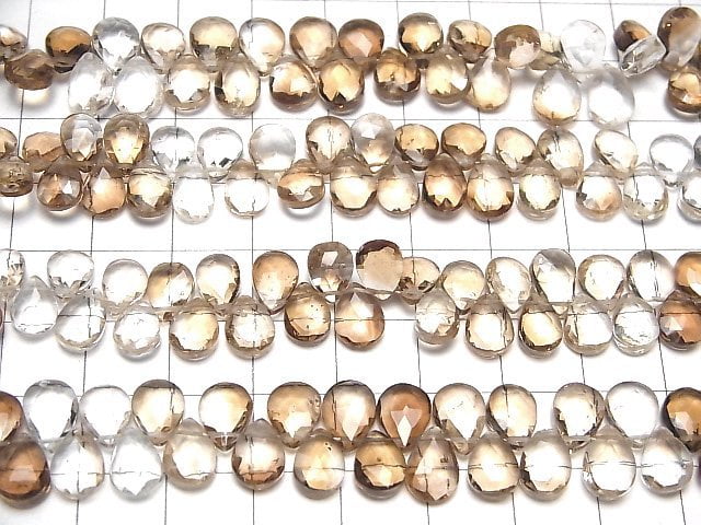 [Video]High Quality Brown Topaz AAA Pear shape Faceted Briolette half or 1strand beads (aprx.8inch/20cm)