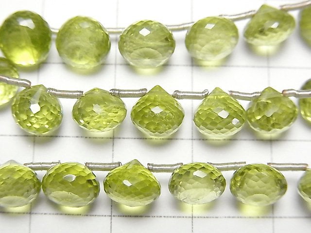 [Video]High Quality Peridot AAA- Onion Faceted Briolette half or 1strand beads (aprx.6inch/15cm)