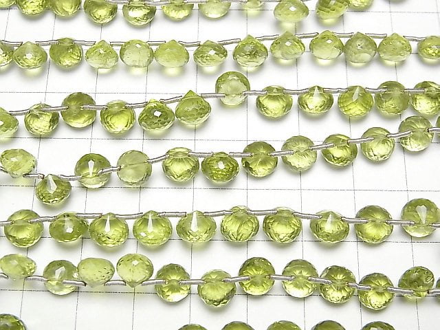 [Video]High Quality Peridot AAA- Onion Faceted Briolette half or 1strand beads (aprx.6inch/15cm)