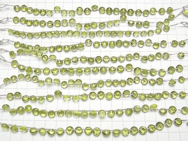 [Video]High Quality Peridot AAA- Onion Faceted Briolette half or 1strand beads (aprx.6inch/15cm)