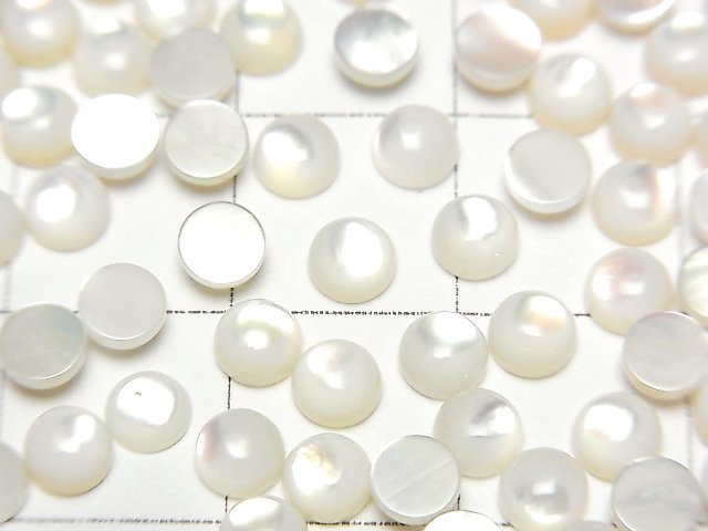 [Video] High Quality White Shell (Silver-lip Oyster ) AAA Round Cabochon 4x4mm 5pcs