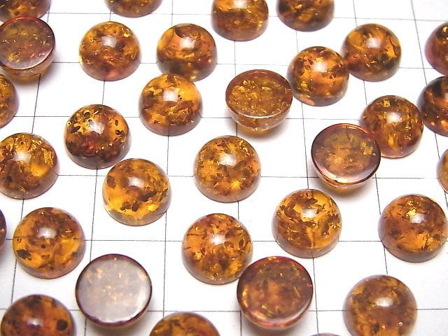 [Video]Cracked Baltic Amber Round Cabochon 10x10mm 2pcs