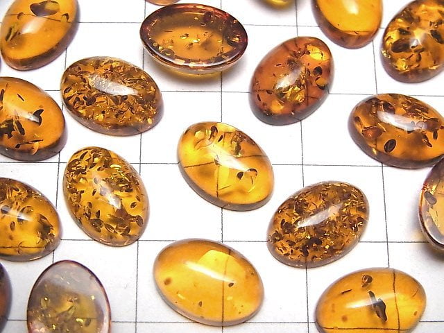 [Video] Cracked Baltic Amber Oval Cabochon 14x10mm 2pcs