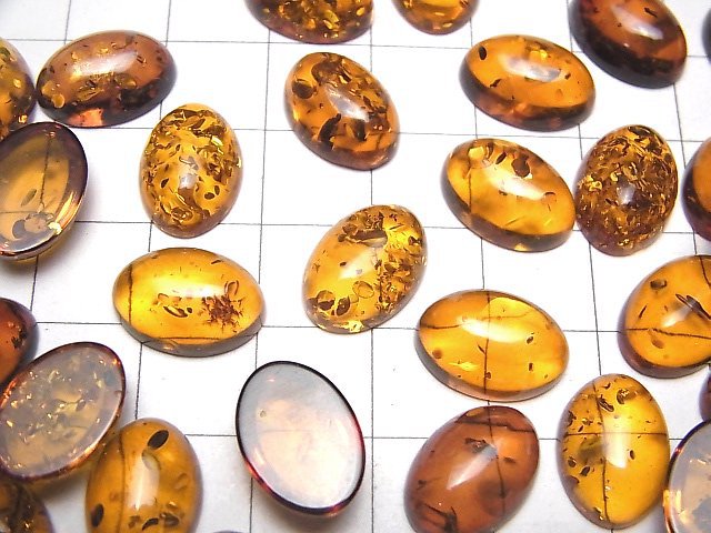 [Video] Cracked Baltic Amber Oval Cabochon 14x10mm 2pcs