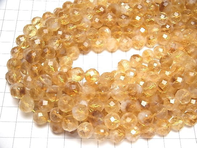 [Video]High Quality! Phantom Citrine AA++ Faceted Round 10mm half or 1strand beads (aprx.15inch/36cm)