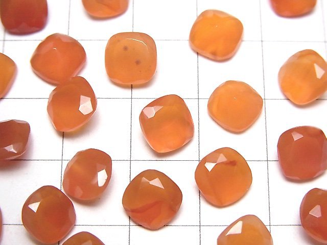 [Video]High Quality Carnelian AAA Loose stone Square Faceted 8x8mm 3pcs