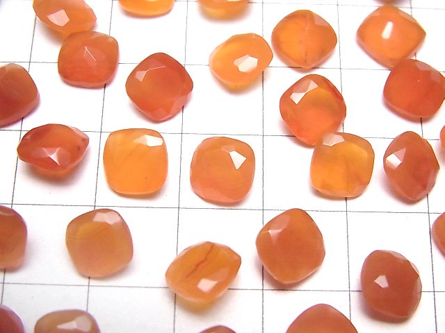 [Video]High Quality Carnelian AAA Loose stone Square Faceted 8x8mm 3pcs
