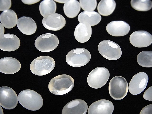 [Video]High Quality White Moonstone AAA Loose stone Oval Faceted 8x6mm 5pcs