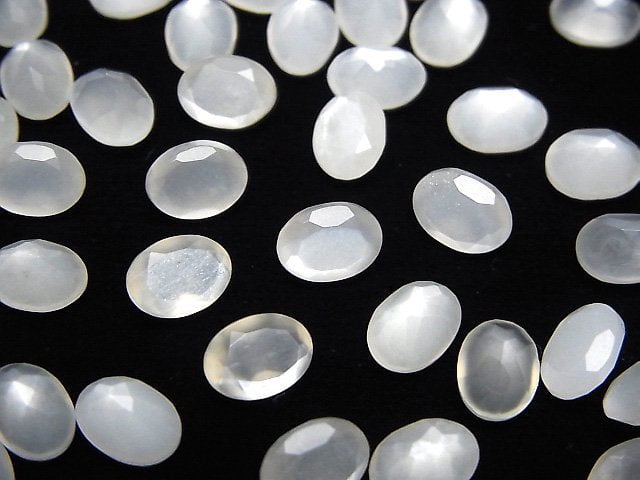 [Video]High Quality White Moonstone AAA Loose stone Oval Faceted 8x6mm 5pcs