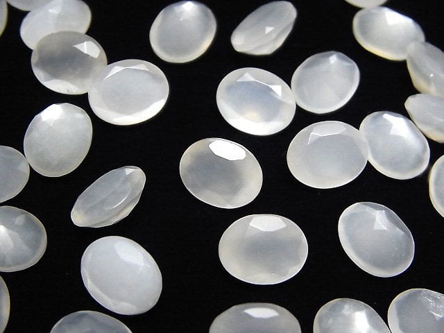 [Video]High Quality White Moonstone AAA Loose stone Oval Faceted 10x8mm 3pcs