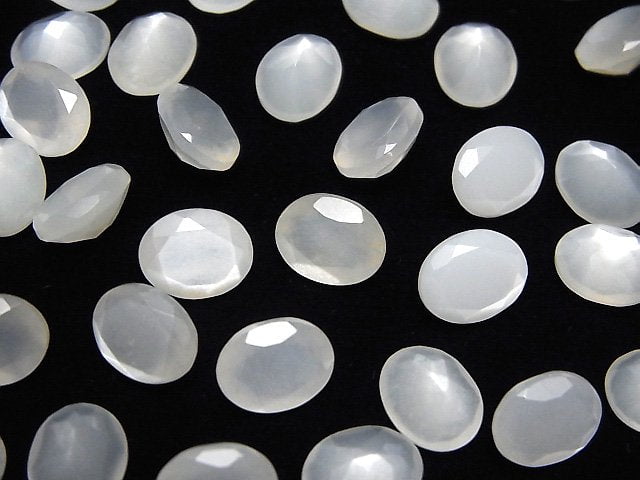 [Video]High Quality White Moonstone AAA Loose stone Oval Faceted 10x8mm 3pcs