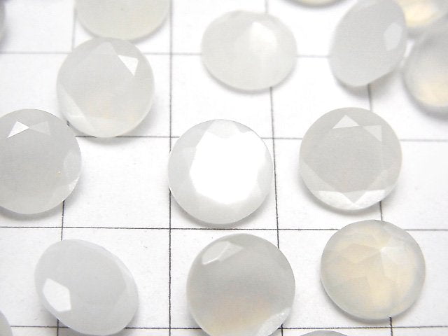 [Video]High Quality White Moonstone AAA Loose stone Round Faceted 10x10mm 3pcs