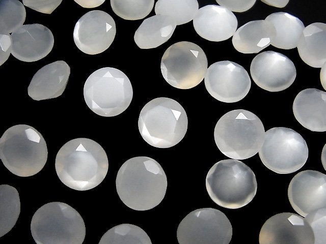 [Video]High Quality White Moonstone AAA Loose stone Round Faceted 10x10mm 3pcs