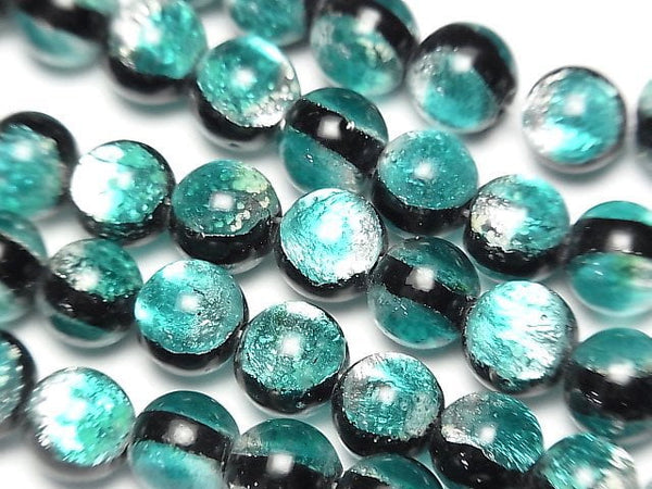 [Video] Lampwork Beads Round 8mm [Blue Green/Luminous type] 1/4 or 1strand beads (aprx.15inch/36cm)