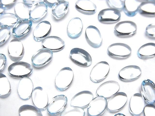 [Video] High Quality Sky Blue Topaz AAA Oval Cabochon 6x4mm 5pcs