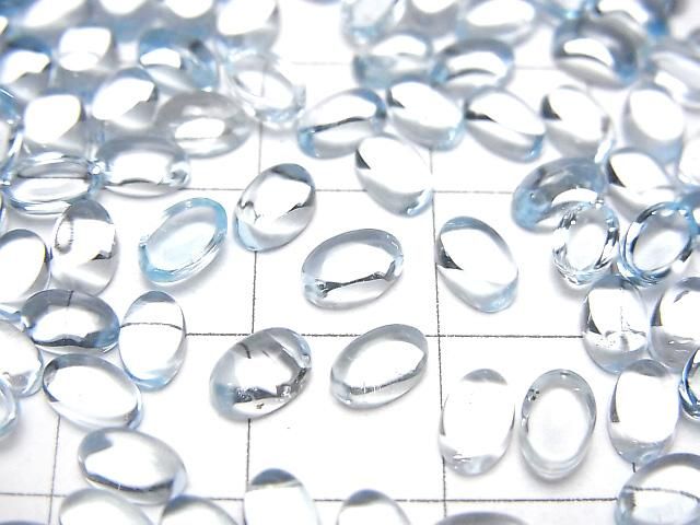 [Video] High Quality Sky Blue Topaz AAA Oval Cabochon 6x4mm 5pcs